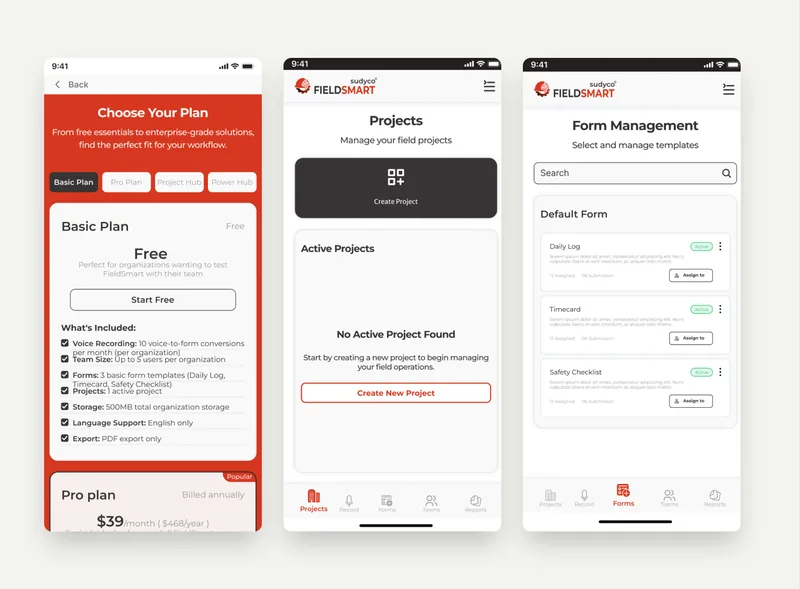 Field Smart, Mobile App · Construction Field Ops, product screenshot