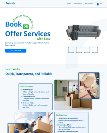 Aptavo, UK Removals · Marketplace, product screenshot