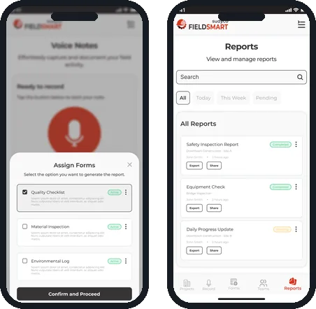 Field Smart, Mobile App · Construction Field Ops, product screenshot