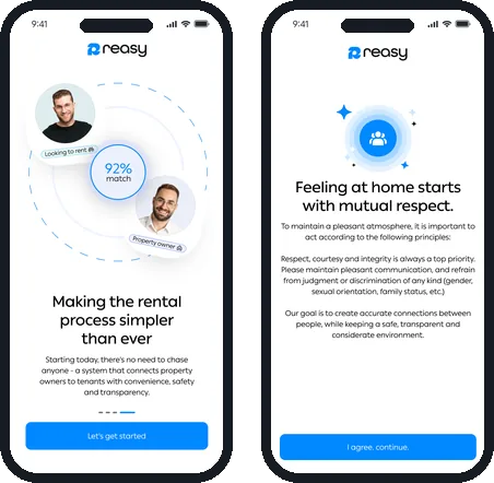 Reasy, Mobile App · Compatibility Matching, product screenshot